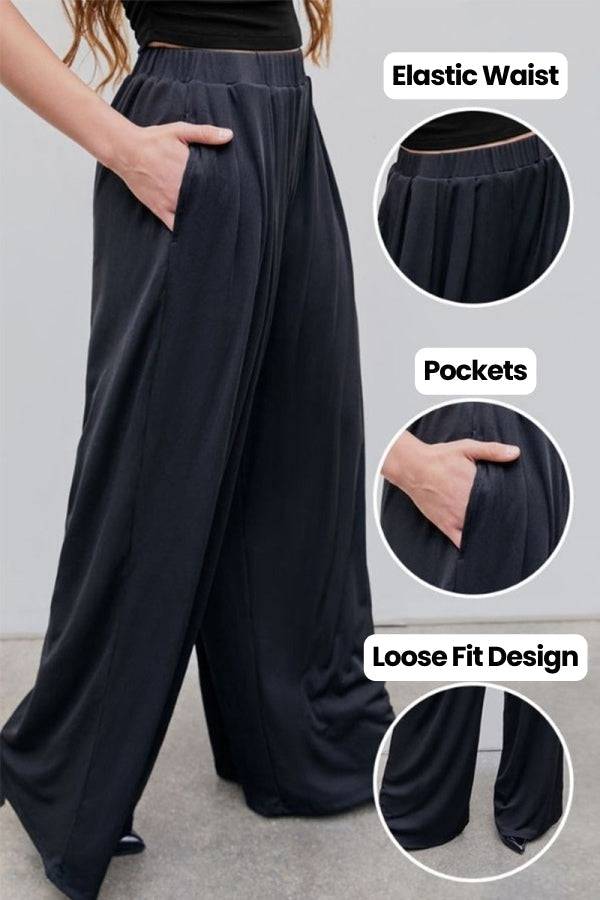 Stretchy Wide-Leg Pants black image 2 
