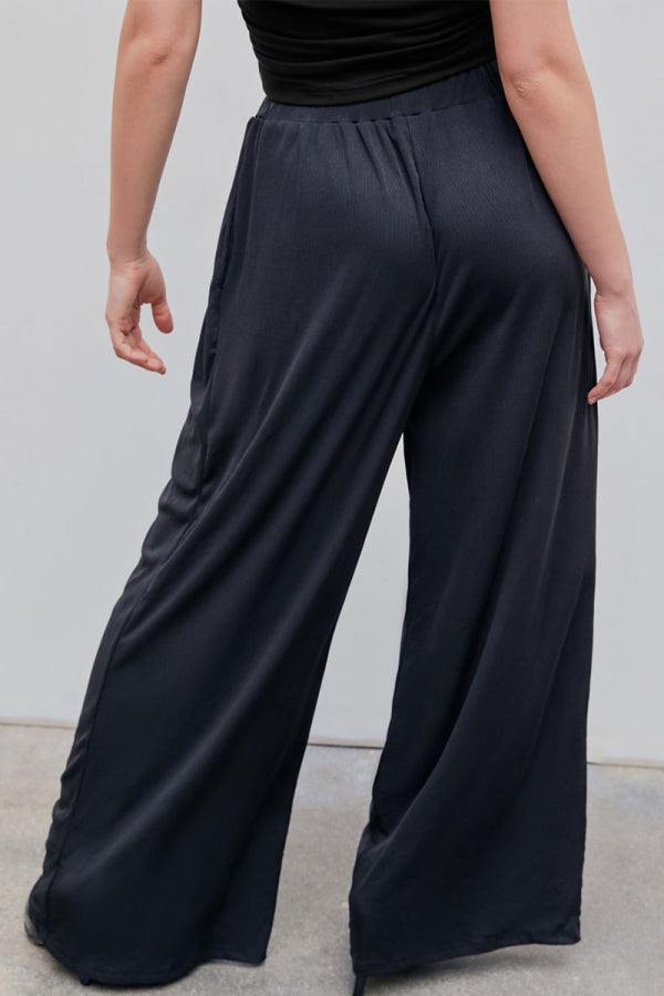 Stretchy Wide-Leg Pants black image 3 