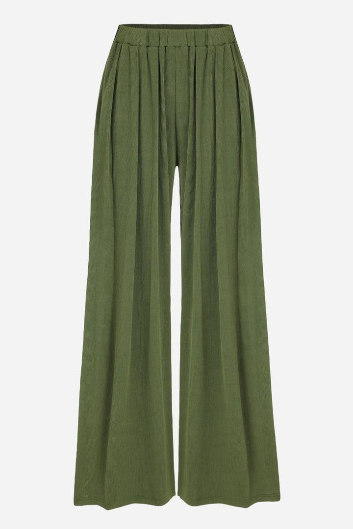 Stretchy Wide-Leg Pants army green image 1 