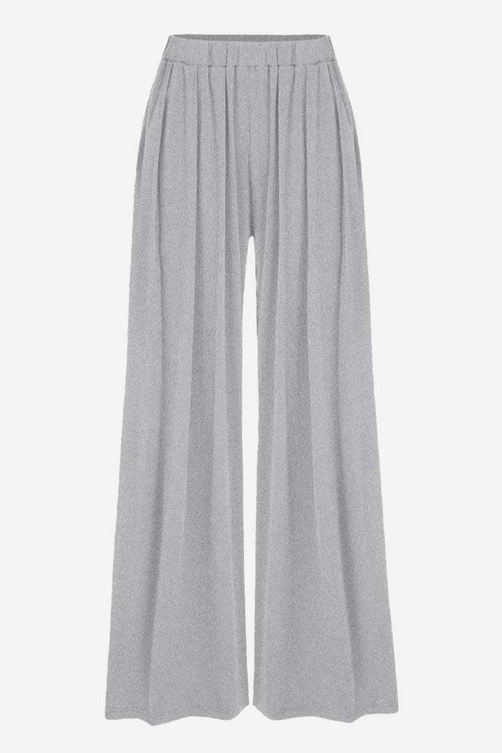 Stretchy Wide-Leg Pants gray image 1 