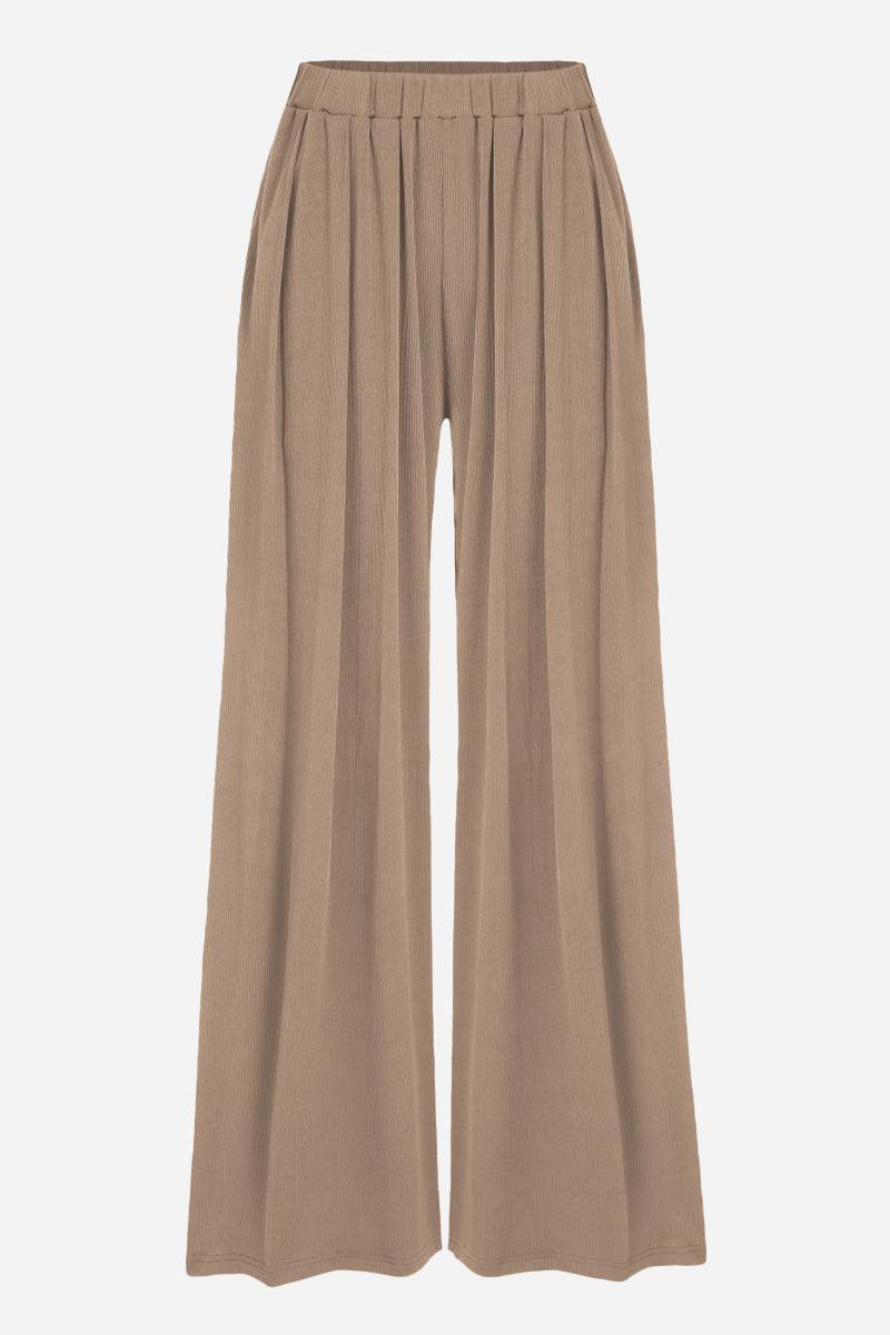 Stretchy Wide-Leg Pants khaki image 1 