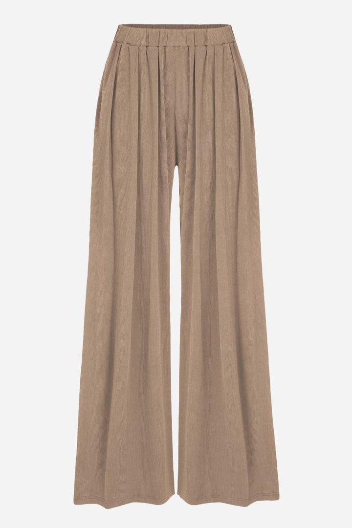 Stretchy Wide-Leg Pants khaki image 1 