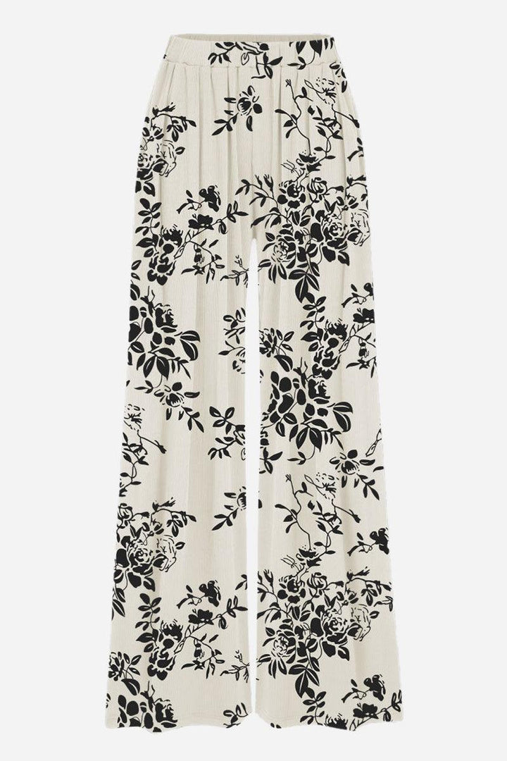 Stretchy Wide-Leg Pants floral image 1 