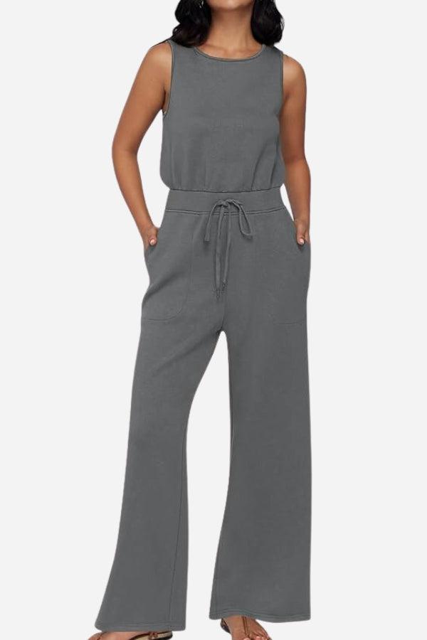 Sleeveless Wide Leg Pants Jumpsuit gray image 1 