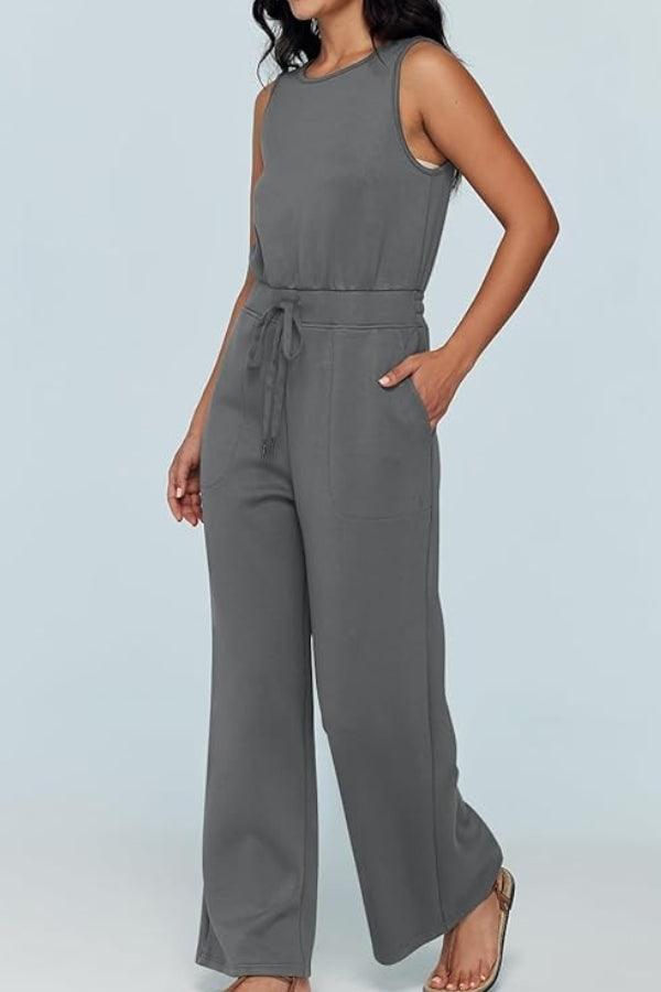 Sleeveless Wide Leg Pants Jumpsuit gray image 2 