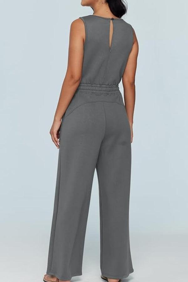 Sleeveless Wide Leg Pants Jumpsuit gray image 3 