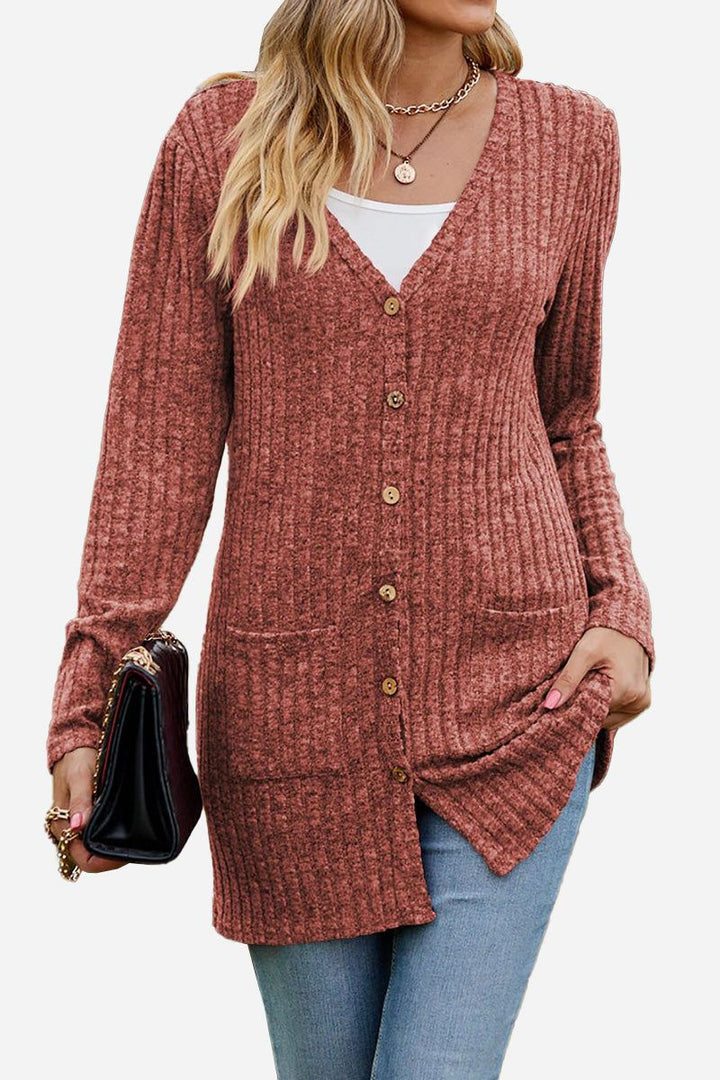 Long, Lightweight, Ultra Soft Knit-like Cardigan brick red image 1 