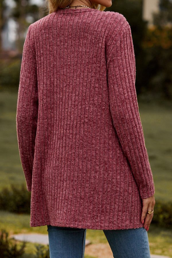 Long, Lightweight, Ultra Soft Knit-like Cardigan red wine image 3 