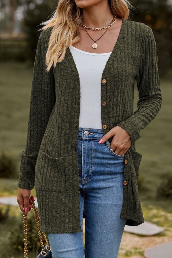 Long, Lightweight, Ultra Soft Knit-like Cardigan army green image 2 