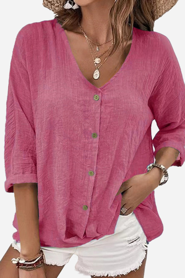 Breezy Button Front Tunic pink image 1 