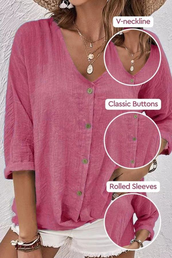 Breezy Button Front Tunic pink image 2 