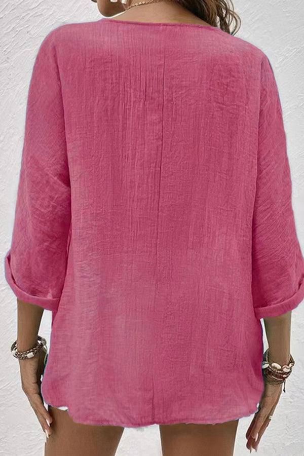 Breezy Button Front Tunic pink image 3 