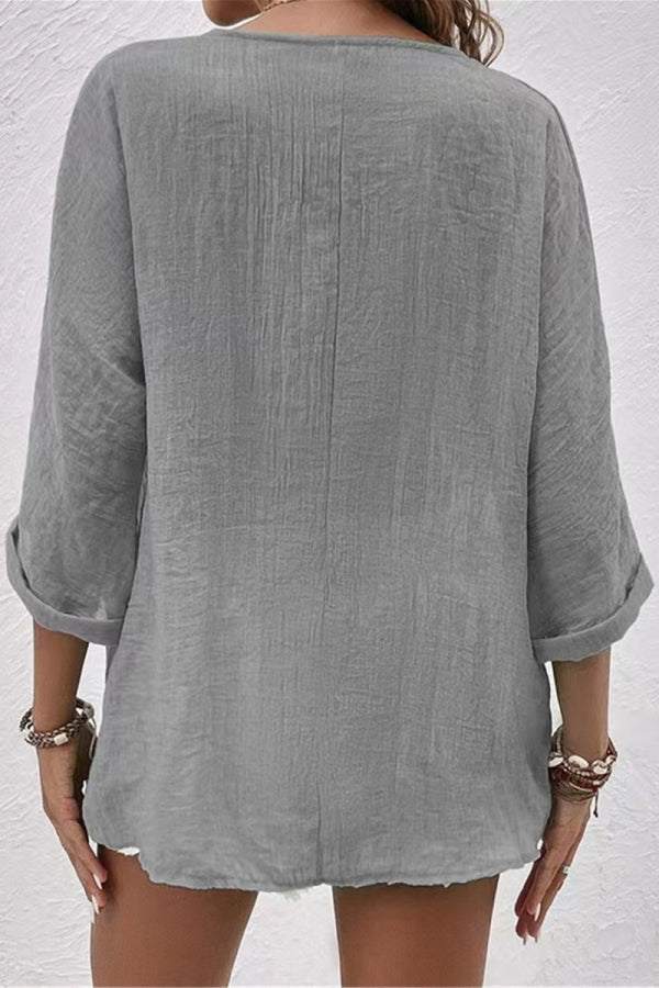 Breezy Button Front Tunic gray image 2 