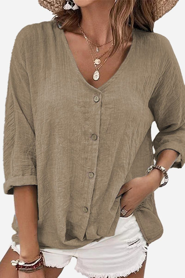 Breezy Button Front Tunic khaki image 1 