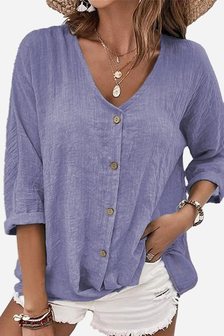 Breezy Button Front Tunic purple image 1 