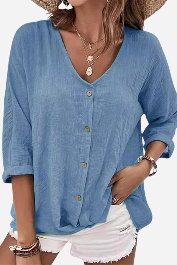 Breezy Button Front Tunic blue image 1 