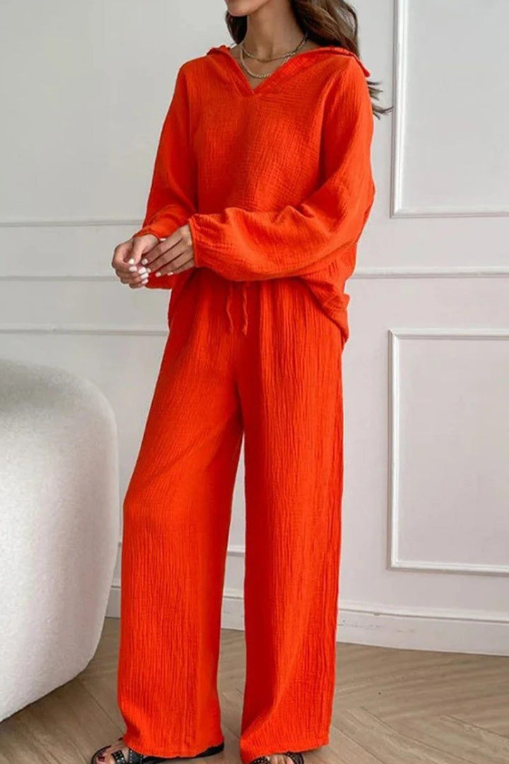 100% Cotton Collared Two-piece Set With Bishop Sleeves red image 2 