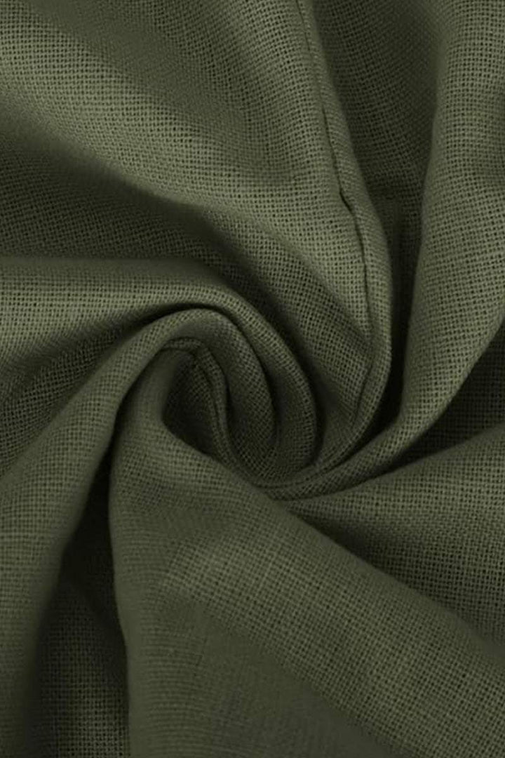 V-neck Cotton Two-Piece Trouser Set army green image 3 