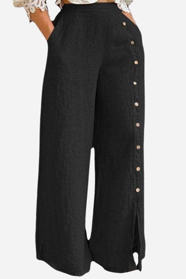 Button Wide Leg Pants black image 1 