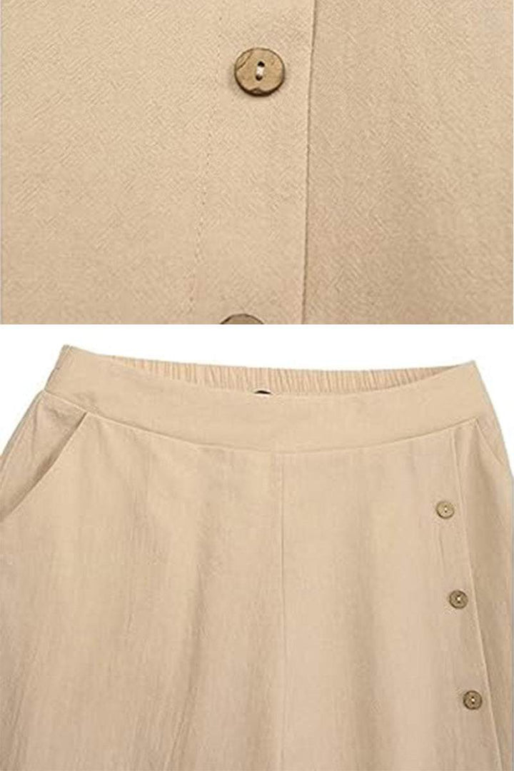 Button Wide Leg Pants black image 4 