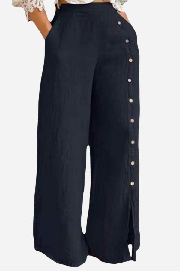 Button Wide Leg Pants dark blue image 1 