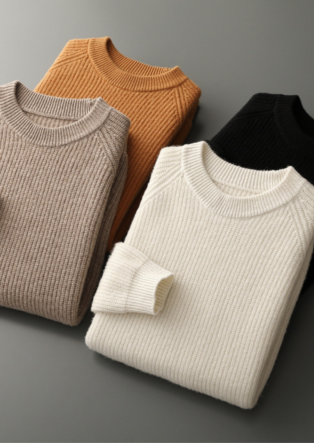 Pure Merino Ribbed Raglan Crewneck caramel image 2 #color_caramel