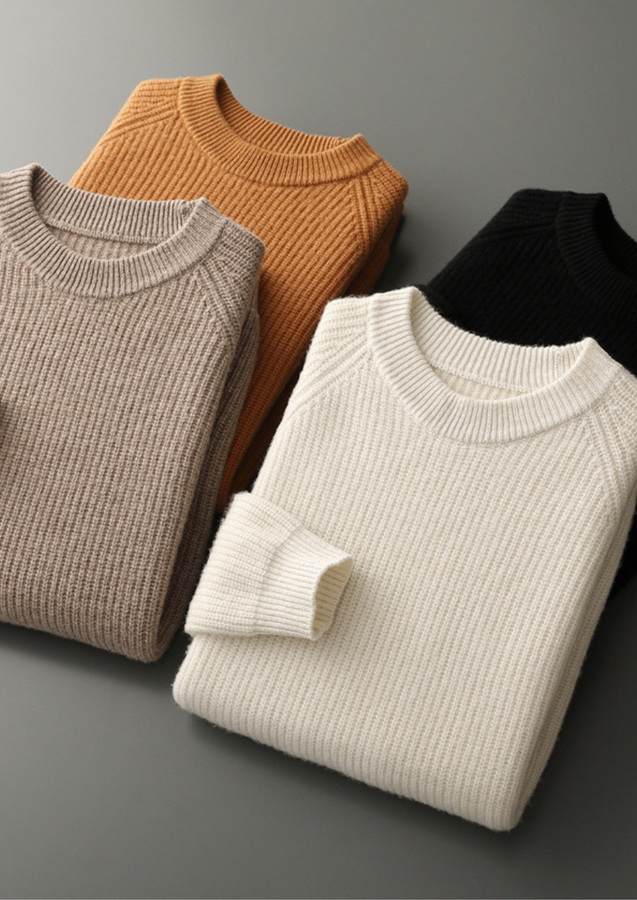 Pure Merino Ribbed Raglan Crewneck caramel image 2 #color_caramel