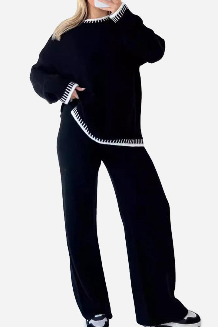 Chic Contrast Stitch Travel Set black image 1 