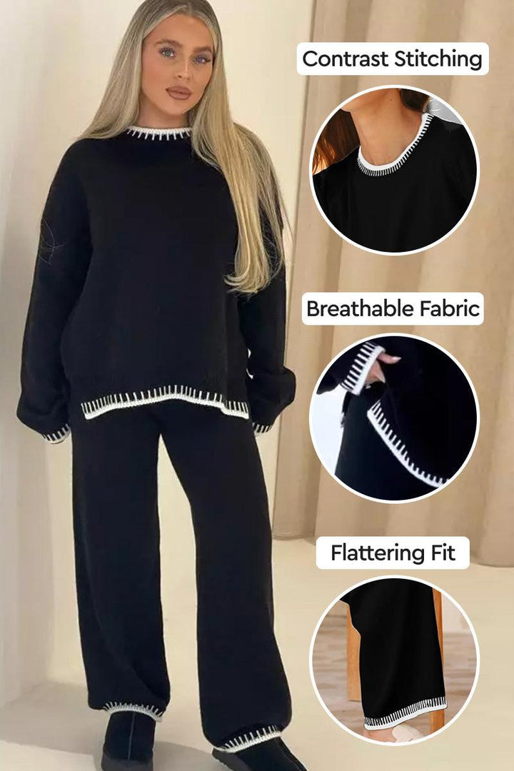 Chic Contrast Stitch Travel Set black image 2 