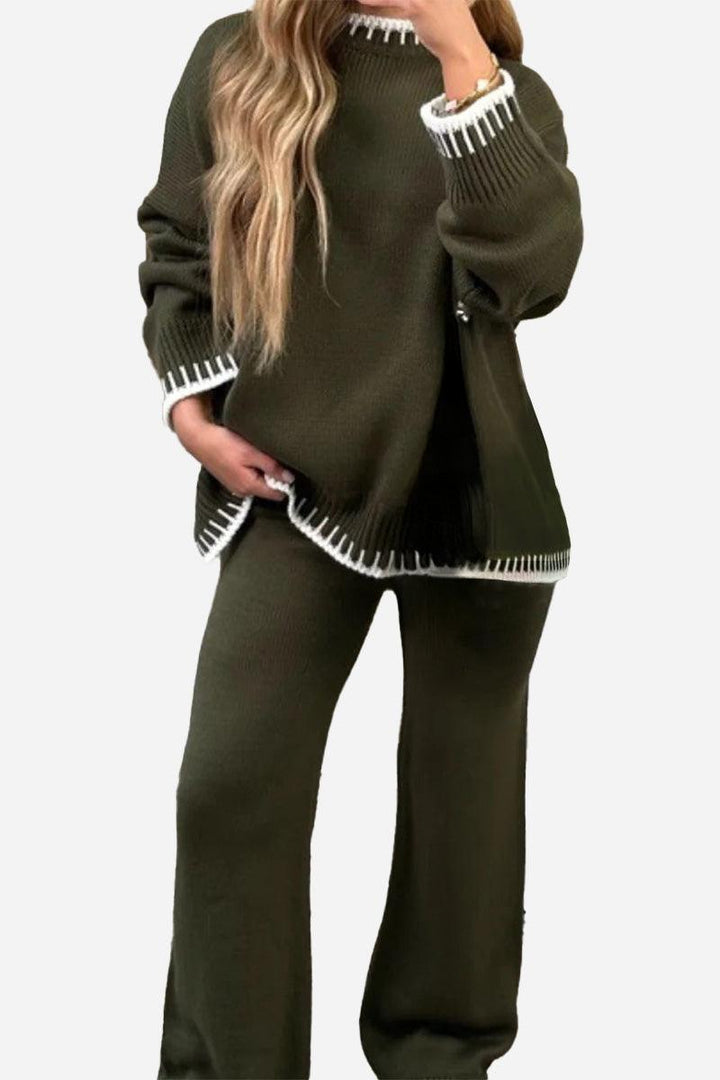 Chic Contrast Stitch Travel Set army green image 1 