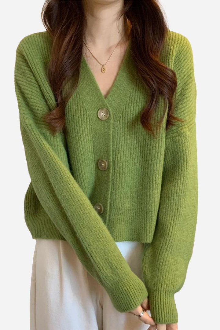 One Size Fits All Casual Loose Boxy Cardigan green image 1 
