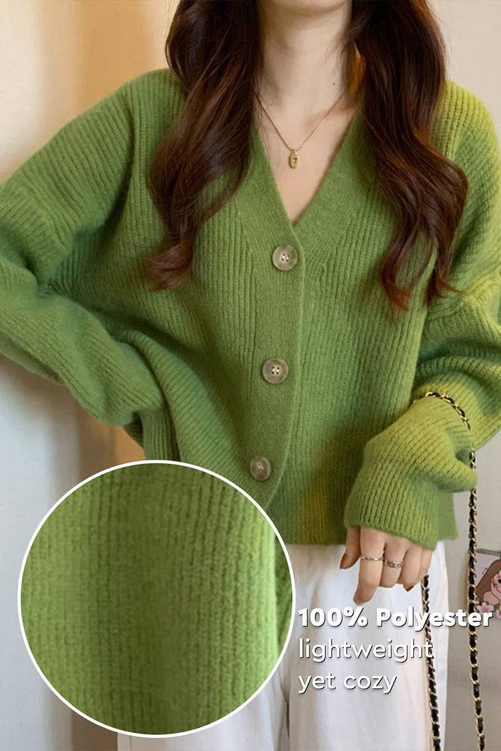 One Size Fits All Casual Loose Boxy Cardigan green image 3 