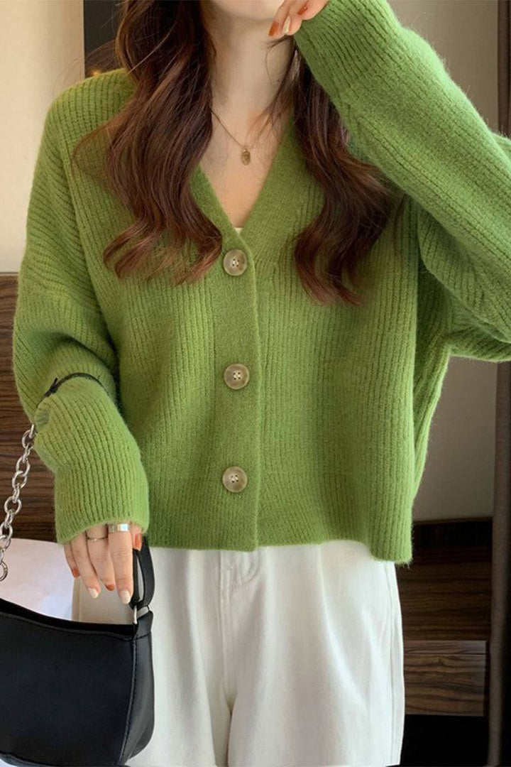 One Size Fits All Casual Loose Boxy Cardigan green image 4 