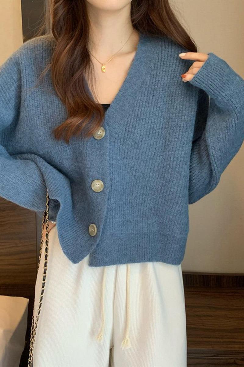 One Size Fits All Casual Loose Boxy Cardigan blue image 2 