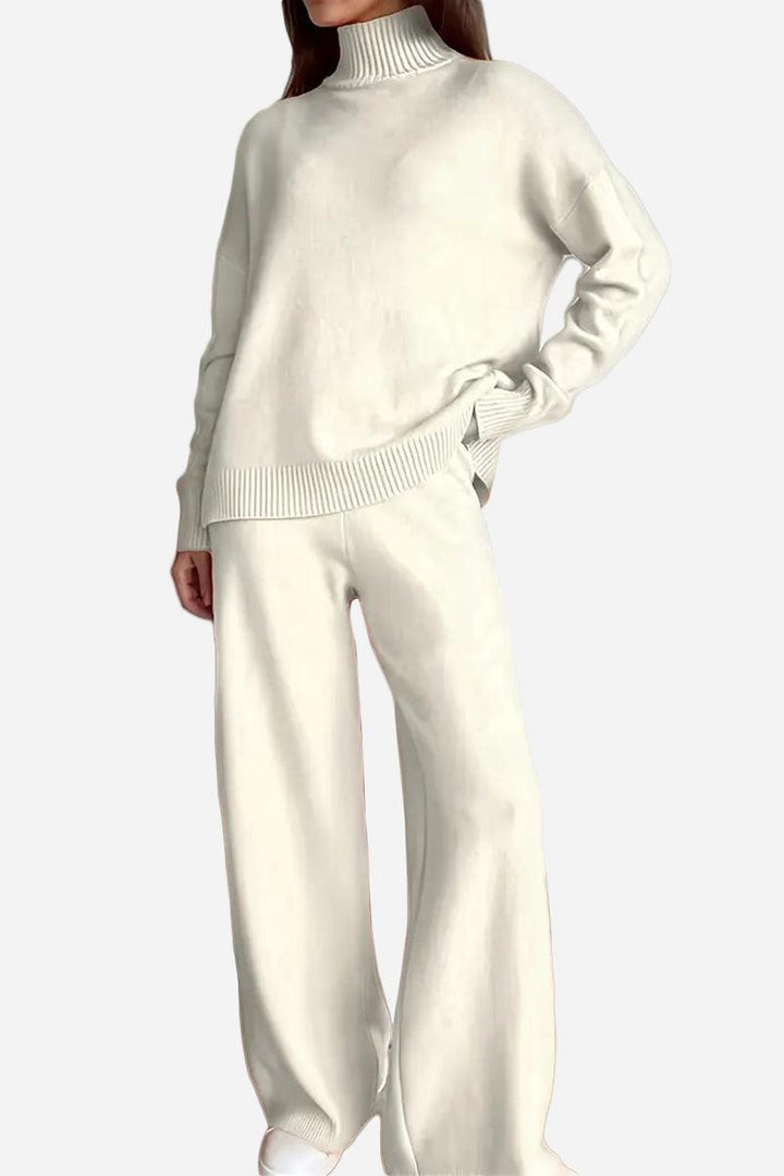 Knitted Turtleneck Two-Piece Set white image 1 