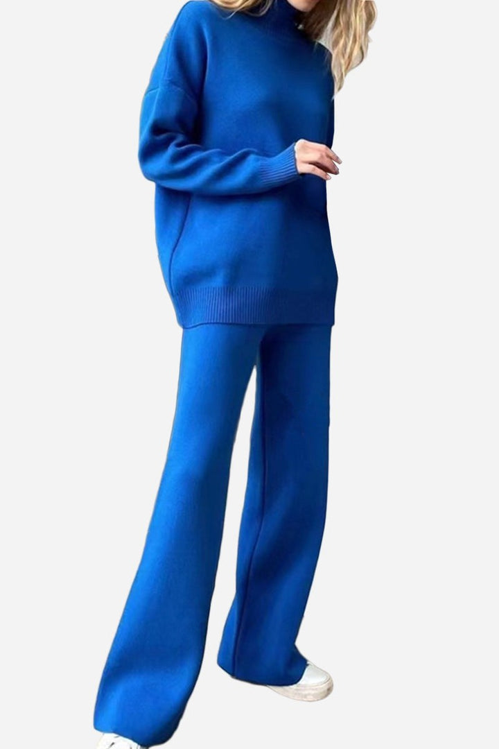 Knitted Turtleneck Two-Piece Set blue image 1 