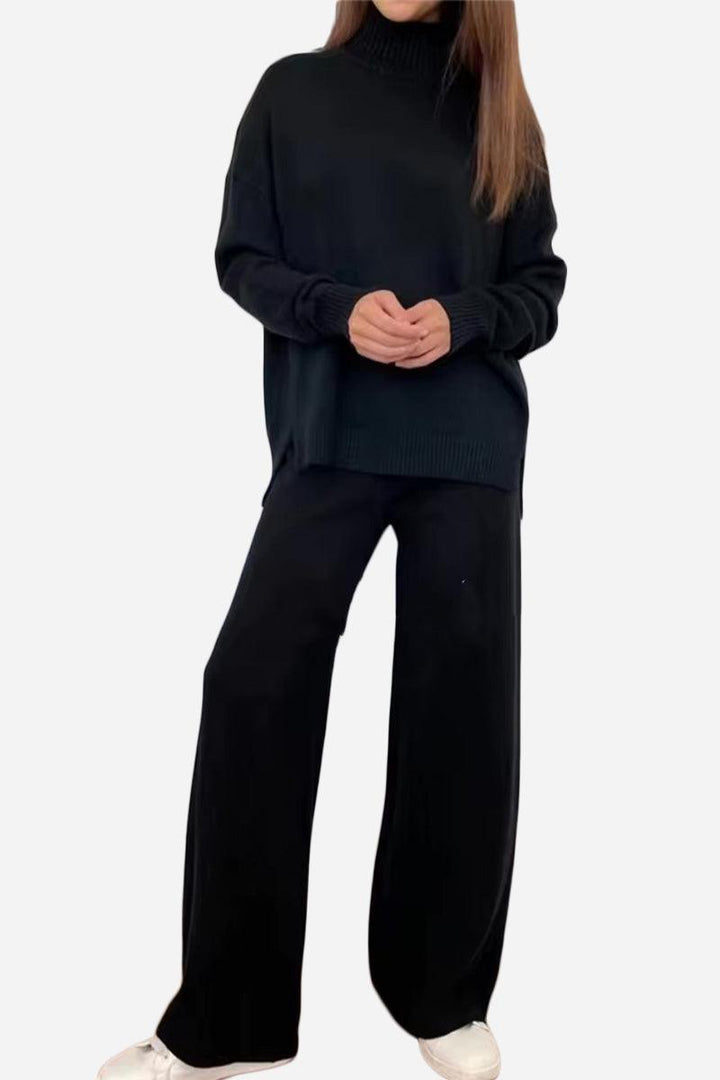 Knitted Turtleneck Two-Piece Set black image 1 
