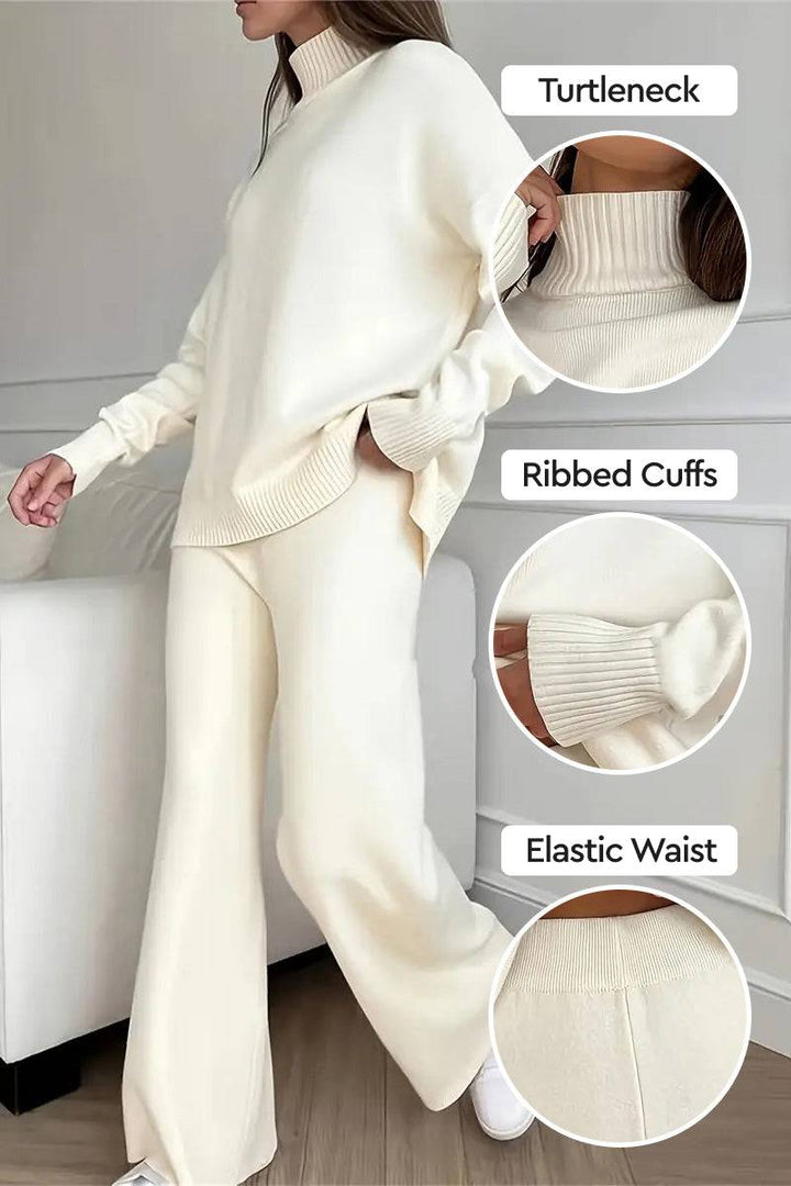 Knitted Turtleneck Two-Piece Set white image 2 