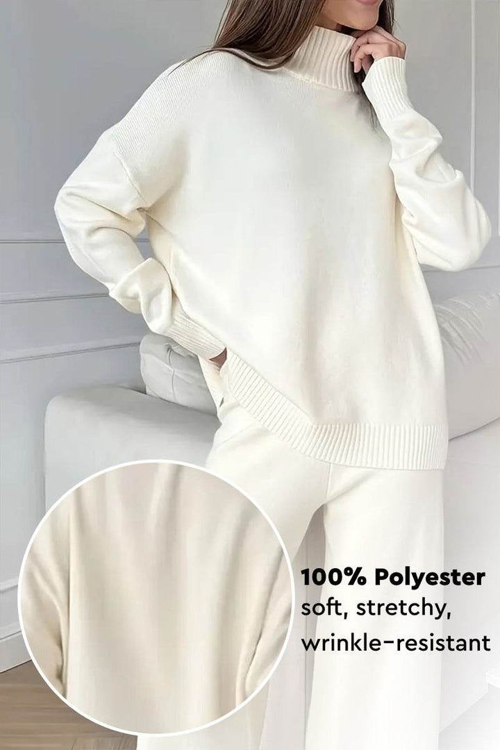 Knitted Turtleneck Two-Piece Set white image 3 