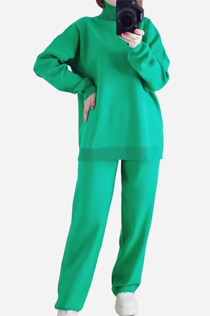 Knitted Turtleneck Two-Piece Set green image 1 