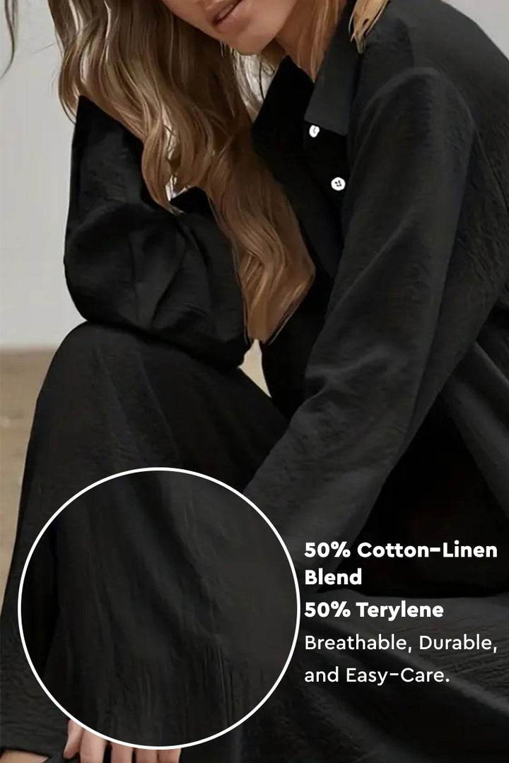 Cotton-Linen Two-Piece Set black image 3 