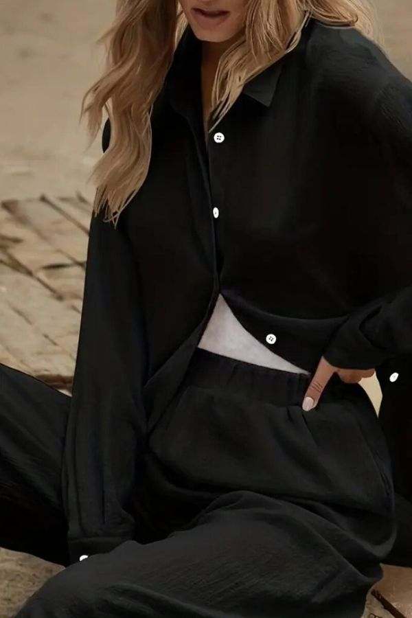 Cotton-Linen Two-Piece Set black image 4 