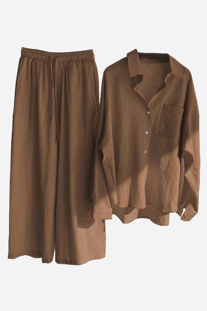 Cotton-Linen Two-Piece Set brown image 1 
