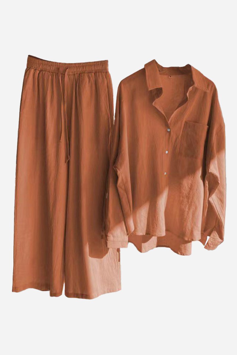 Cotton-Linen Two-Piece Set rusty orange image 1 