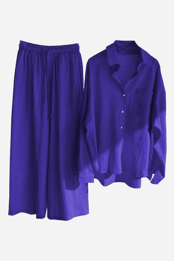 Cotton-Linen Two-Piece Set royal blue image 1 