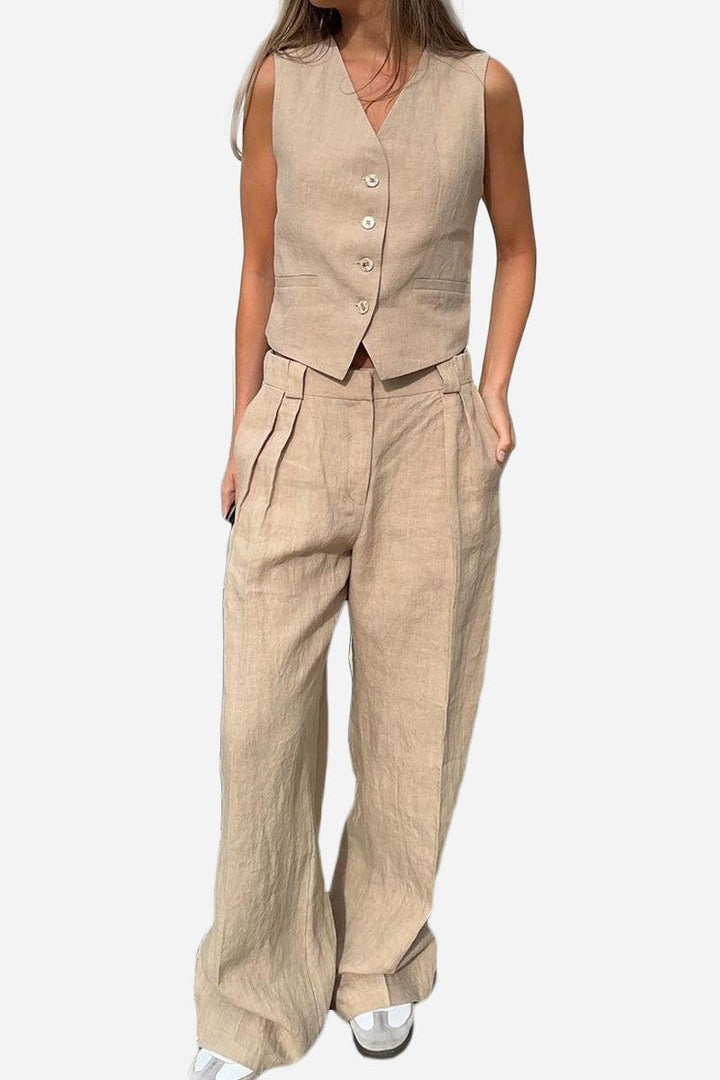 Eco Chic Linen Blend Two-Piece beige image 1 