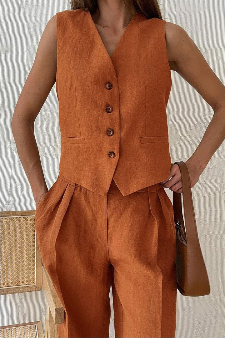 Eco Chic Linen Blend Two-Piece rusty orange image 3 