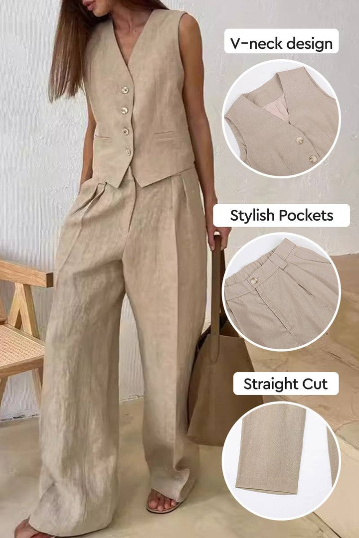 Eco Chic Linen Blend Two-Piece beige image 2 