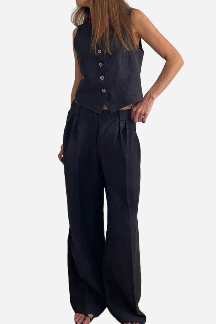 Eco Chic Linen Blend Two-Piece black image 1 