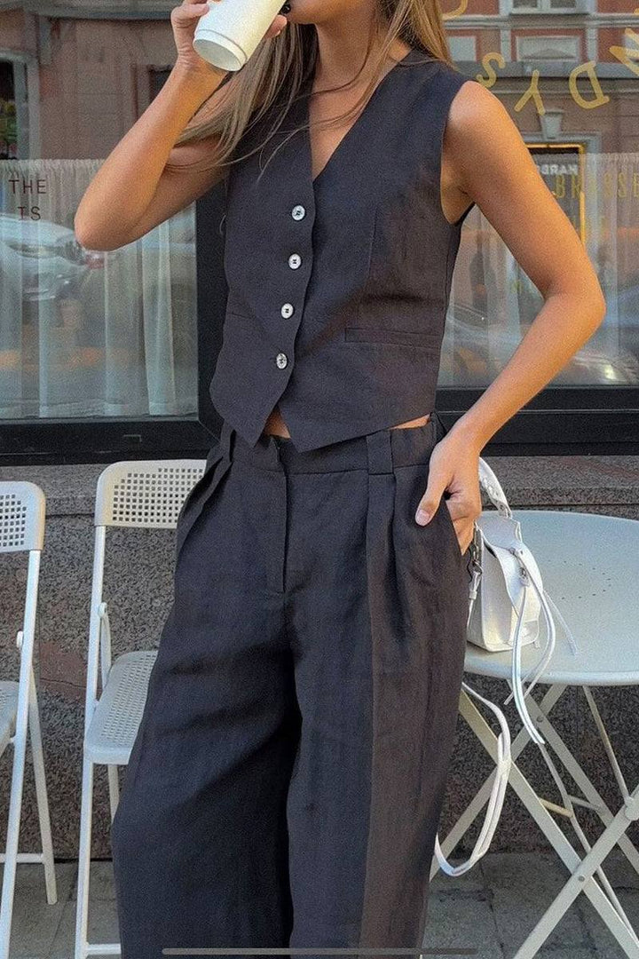 Eco Chic Linen Blend Two-Piece black image 2 